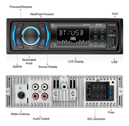 Radio para auto BOSS Audio 616UAB con USB y bluetooth