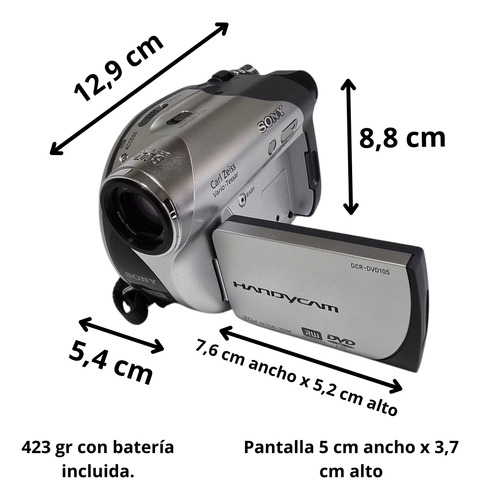 Cámara De Video Sony Handycam Dcr-dvd 105+dvd-rw+accesorios Plata/gris Claro (Usado)