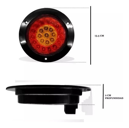 Kit 10 Plafones Redondo P/camión 24 Leds Bi Color R/ambar