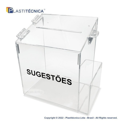 Caixa De Sugestão Pequena Acrílico Cristal 100% Puro 20cms