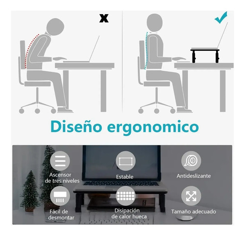 Base Monitor Soporte 3niveles Notebook Pc Ajustable Organiza