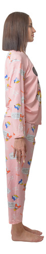 Set 2 Piezas Pantalón Camiseta Pijama De Mujer Estampada Sal