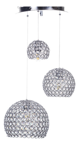 Candil Globo De 3 Luces Gamalux Cristal Cortado Hq K9