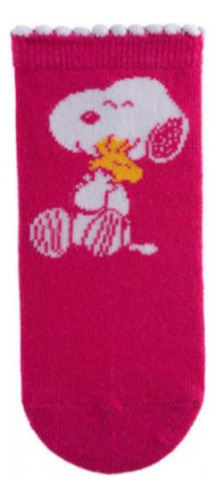 Meia Infantil Snoopy Antiderrapante Pink Pimpolho 7808