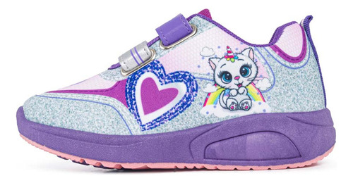 Imagen 4 de 8 de Tenis Con Luces Gattis Morado Para Niña Los Gomosos