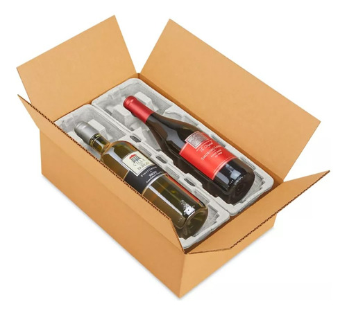 Beclink Caja De Envio De Vino (2 Botellas) Con Bandejas Prot