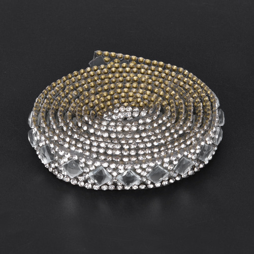 Cadena Termoadhesiva De 2 Yardas Con Diamantes De Imitación,