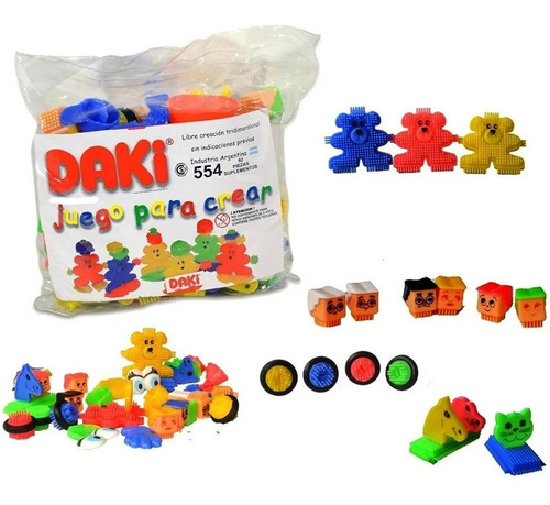 Imagen 1 de 5 de Daki 92 Piezas Ruedas Cabezas Animales Caras Manos Bolsa 554