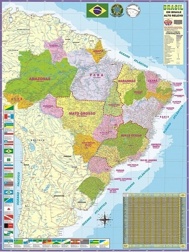 Painel Didático Braille Mapa Adaptado Do Brasil