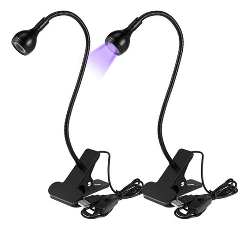 2pc Led 395nm Uv Lámpara De Escritorio Clip, Para El Curado