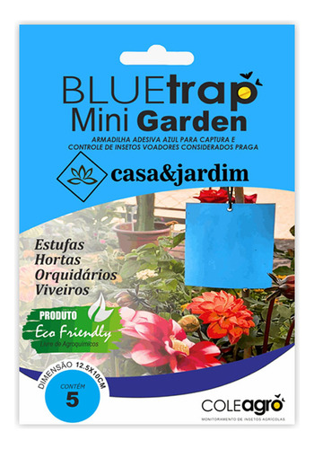 Armadilha Azul Adesiva Mata Trips Mini Garden C/ 30unidades