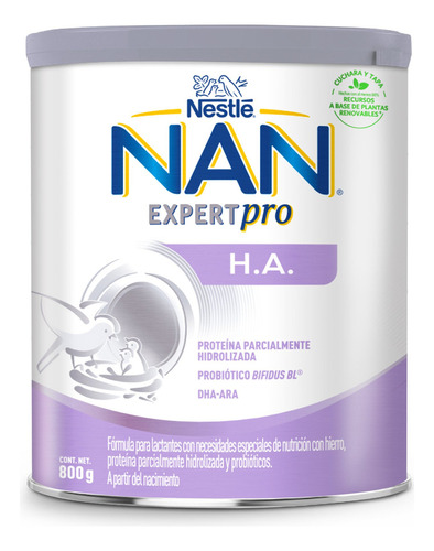 Leche de fórmula en polvo Nestlé Nan H.A. 1 en lata de 1 de 800g - 0  a 6 meses