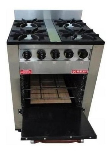 Cocina Industrial Pevi 4 H 60cm Acero Inox Horno Cc