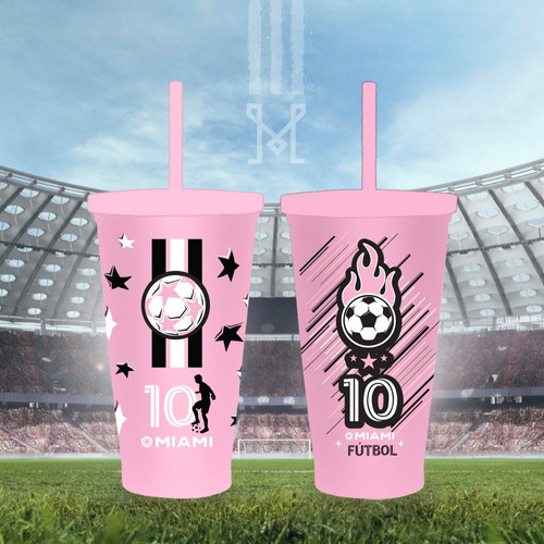 Combo 2 Vaso Gigante Niños Tapa Sorbete Futbol Messi Inter