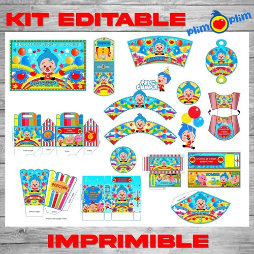 Kit De Plim Plim Para Cumpleaños Imprimible 100% Editable