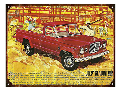 Cartel De Chapa Vintage Jeep Gladiator C205 No Es Vinilo