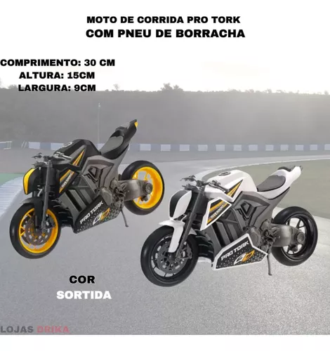 Moto de Corrida com Pneu de Borracha Pro Tork Brinquedo Infantil