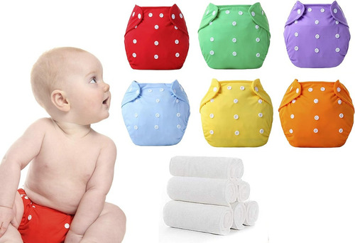 6 Pañales Reutilizables Tela Para Bebé Ecologico +6 Insertos