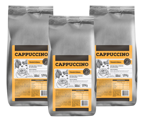 Cappuccino Cremoso Em Pó Tipo Cafeteria Vending 1kg C/ 3 Un