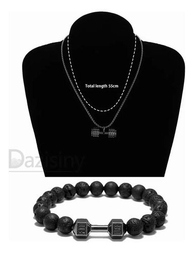 V Collar Y Pulsera Mancuerna De Acero Inoxidable Hombre
