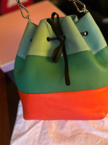 Cartera Bolso Jackie Smith Playero Muuuy Hermosa Y Canchera Multicolor Rayas Níquel Azul Marino (Usado)