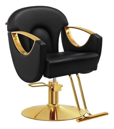 Sillón Curvo De Peluquería Y Barbería Negro Con Dorado A-004