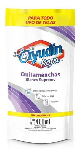 Quitamanchas Blanco Supremo Sin Lavandina X400 Ml Desinfecta