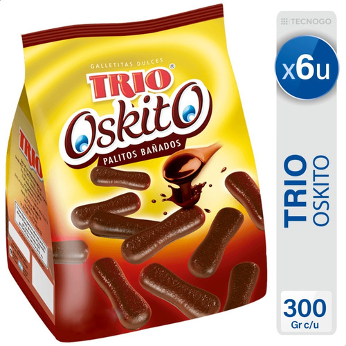 Galletitas Oskito Palitos Bañados Trio Dulces - Pack X6 Unid