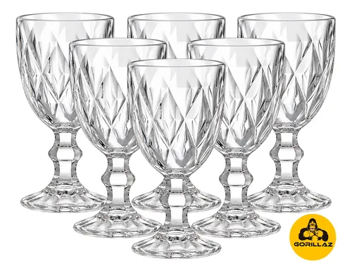 Jogo 6 Tacas De Vidro 310ml Diamond Transparente P Suco