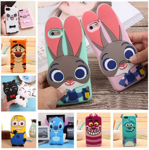 Imagen 1 de 2 de Funda iPhone Silicon Personajes De Disney 3d Varios Diseños