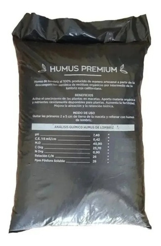 Humus Premium 100 % Lombriz Californiana 10 Litros Cogoshop 
