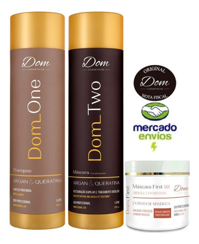 Escova Progressiva/ Mascara Dom Cosméticos Argan & Queratina Alisamento/tratamento De 2.5l 2.5kg