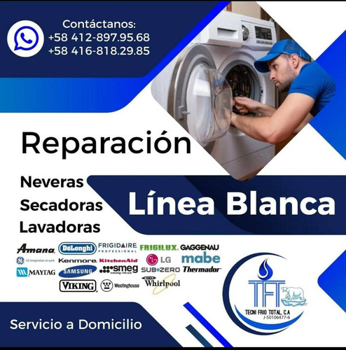 Imagen 1 de 10 de Reparación Frizzer Neveras,secadoras Lavadoras,cocina Hornos