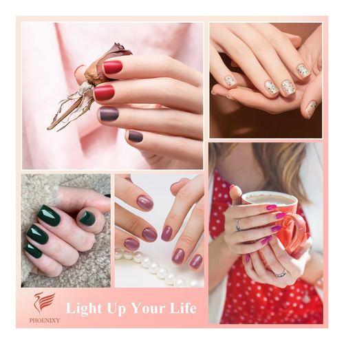 Phoenixy Set Esmaltes Uñas Gel 24 Uds, Base Top Coat Marrón