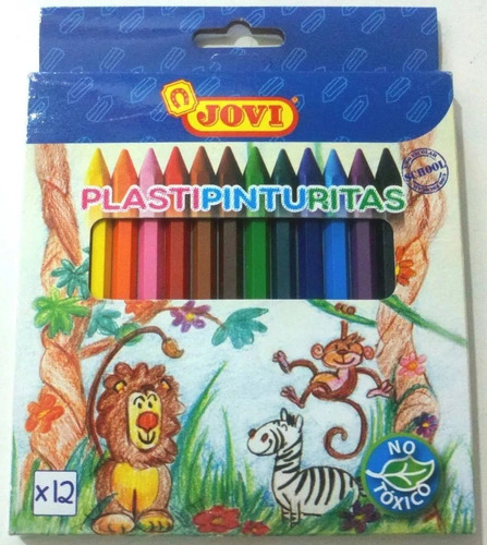 Crayones Plastipinturitas Jovi Largos X 12 Colores No Toxico