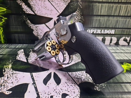 Imagem 7 de 9 de Airgun Pistola Revólver Rossi Cromado 708s 2 Polegadas Novas