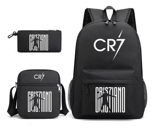 3piezas Mochilas De Cristiano Ronaldo 7 2023 New Black