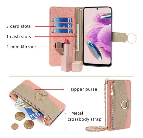 Funda Piel Para iPhone Carcasa Bolsa Con Correa Metal