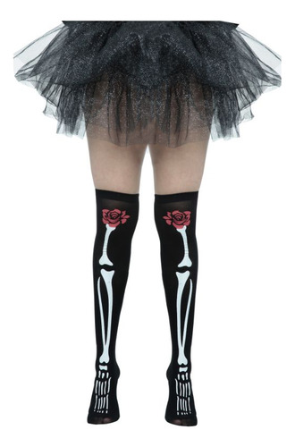 Disfraz Medias Catrina Esqueleto Huesuda Terror Halloween