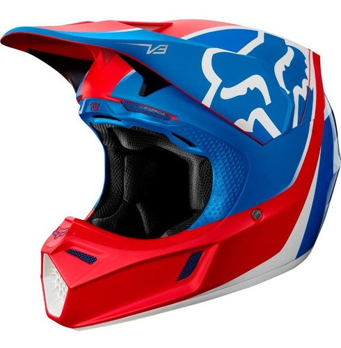 Casco Motocross Fox - V3 Kila - Azul-blanco-rojo 