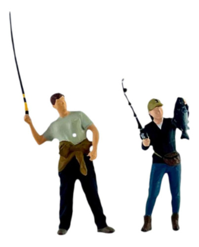 // 2x 1:64 Figuras De Pesca Em Escala Pessoas Modelos