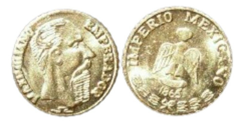 México Monedas 1865 Emperador Maximiliano Laminadas Oro 22k