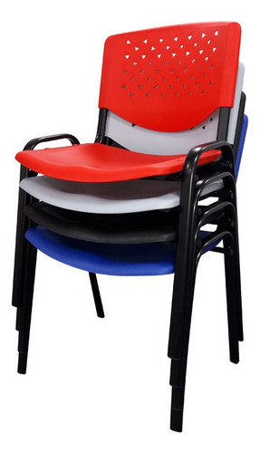 Silla Económica Plástica Apilable Campbell X4 Estructura De La Silla Azul