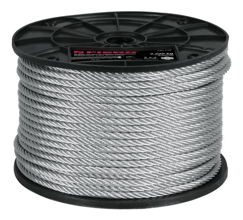 Cable De Acero 1/4' Rígido 7x7 Hilos Carrete 75 M