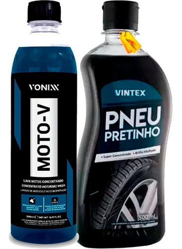 Pneu Pretinho 500ml + Moto-v Shampoo Lavagem De Moto Vonixx