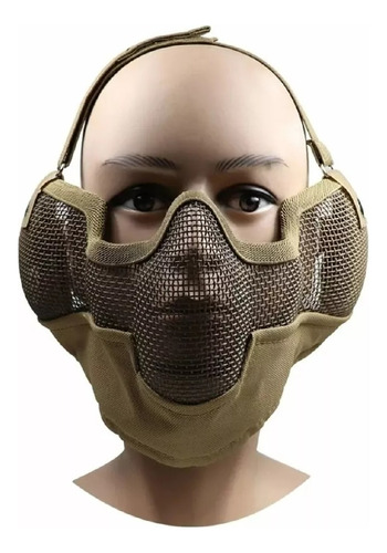 Mascara De Metal Airsoft Com Tela Meia Face Tan- Nautika