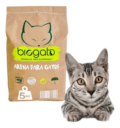 Arena sanitaria para gato BioGato x 5kg de peso neto  y 5kg de peso por unidad