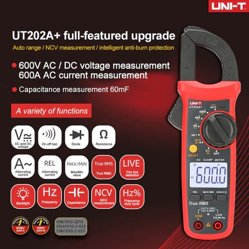 Pinza Amperimétrica Uni-t Ut-202 A+ 600 A - 600v Edisel.ts