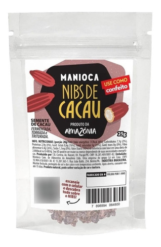 Nibs De Cacau 25g - Manioca 100% Natural Vegano Amazônia