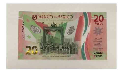 Billete De 20 Pesos Mexicanos Serie Aa Nuevo